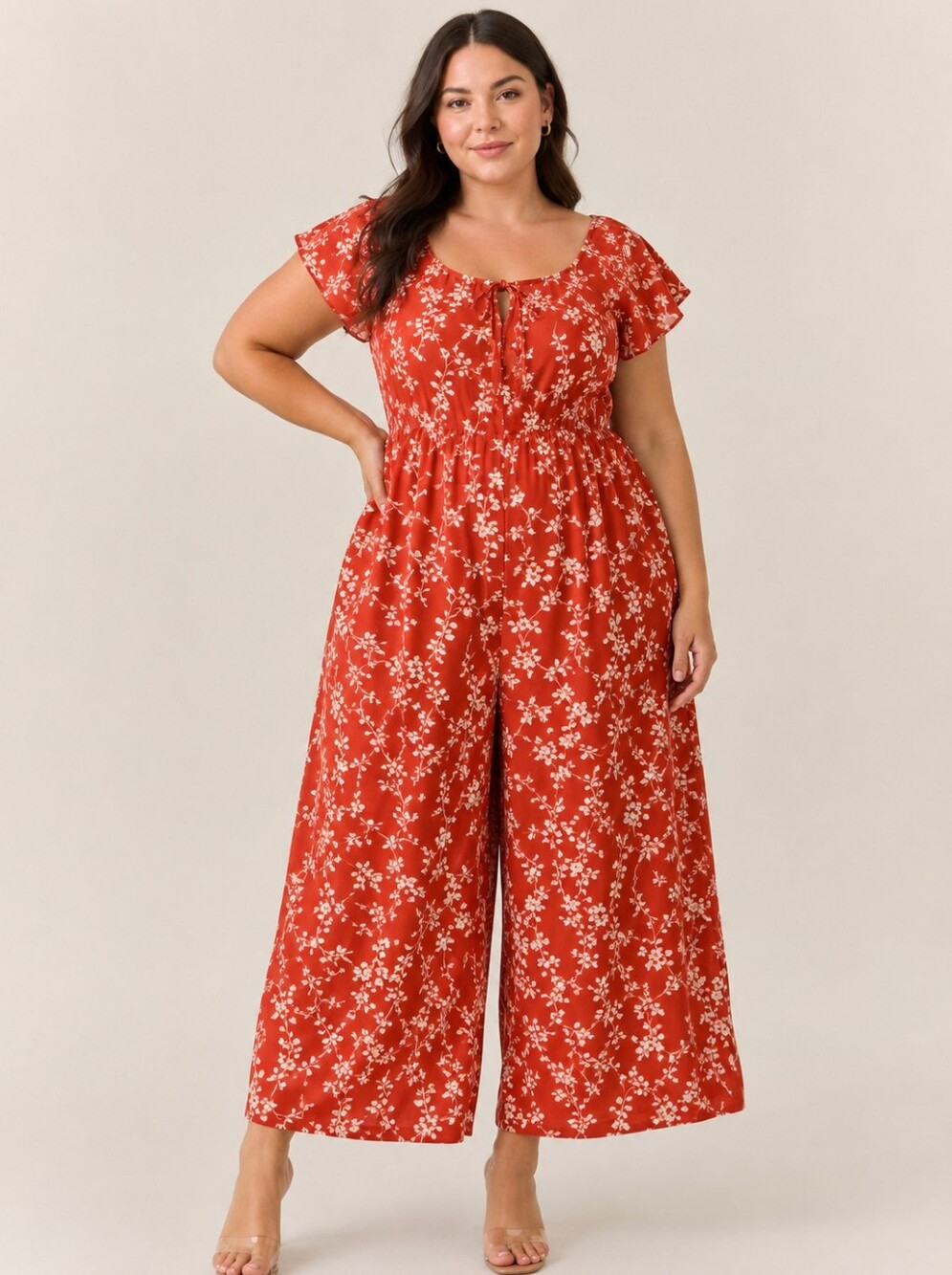 NWT BloomChic Floral Wide Leg Jumpsuit Pockets Tie Front Plus Size 14/16